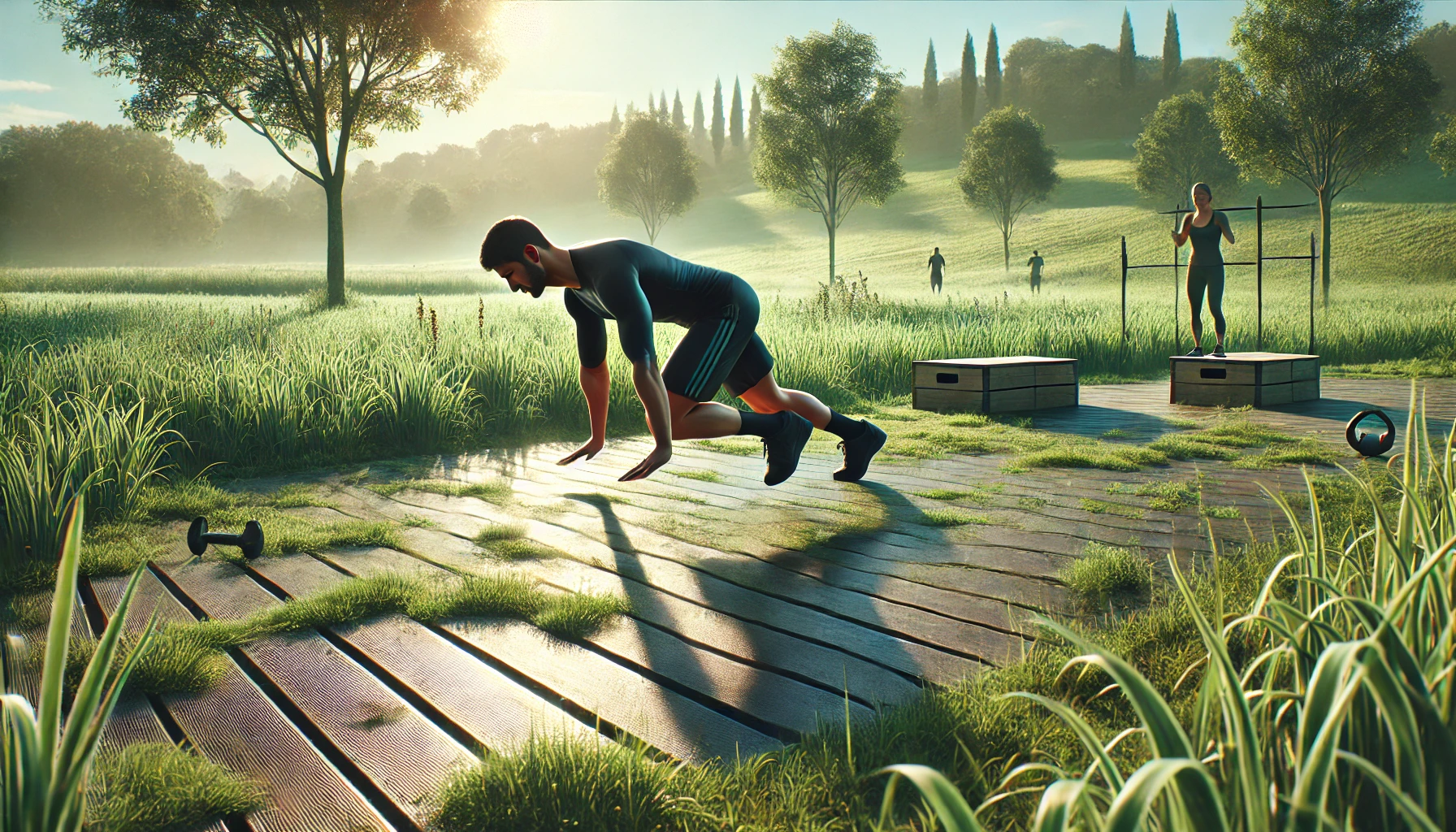 a person performing high-intensity interval training (HIIT) outdoors.